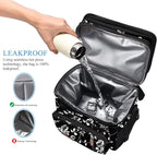 MIYCOO Lunch Bag & Lunch Box for Women Men, Double Deck Leakproof Insulated Soft Large Adult Camping Cooler bag for Work, Beach, Picnic, Travel (White Flower, 15L)