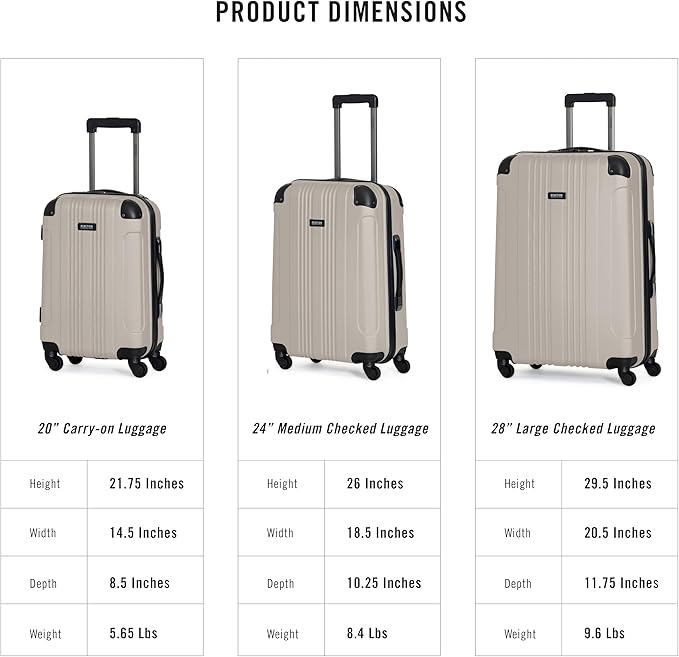 Kenneth Cole REACTION Out of Bounds Lightweight Hardshell 4-Wheel Spinner Luggage, Mushroom, 20-Inch Carry On