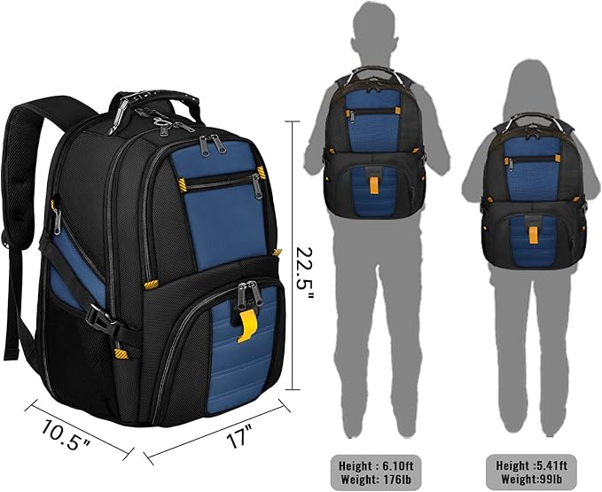 YOREPEK Large Backpack for Men, Extra Large Laptop Backpacks for Men Women, Water Resistant Travel Backpack Airline Approved Business Work Bag Fits 18.4 Inch Computer, Black