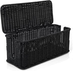 Cable Management Box, Handmade Rattan Cable Organizer with 2 Open Slots, Cord Hider for Power Strip, Router & USB Hub, Registered U.S. Design Patent (D1,112,102), 13" x 5.1" x 5.1", Black