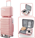 Hard Shell Luggage Sets 4 Piece with 360 Spinner Wheels,Lightweight Suitcase Set with TSA Lock,Travel Luggage Set with Telescoping Handle,Light and Strong,Easy to Clean (Pink 3)
