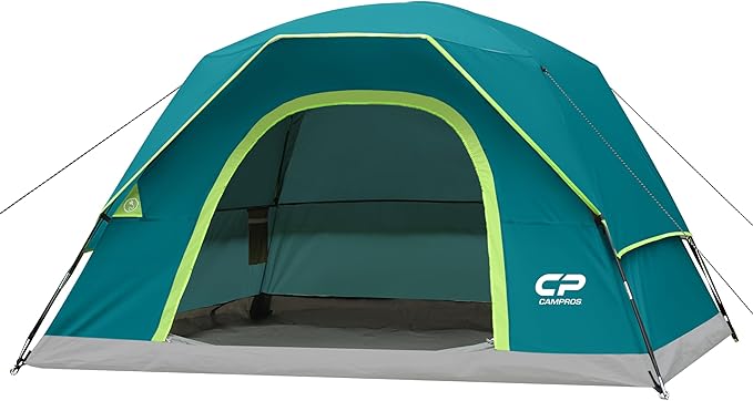 CAMPROS CP Camping Tent 2/4/6 Person, Waterproof Windproof Double Layer Dome Tent, Easy Setup with Large Mesh Windows & Wide Door for Outdoor Camping Backyard