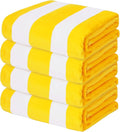 Exclusivo Mezcla 4 Pack Cotton Large 30x60 Inches Soft Cabana Stripe Thick Beach Towel, Super Absorbent Travel Bath Pool Towel (Yellow)