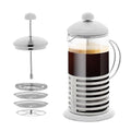 OVENTE French Press Coffee Maker 34 Ounce with Heat Resistant Borosilicate Glass, Stainless Steel Design and 4-Level Filter System, Portable Cold Brewer Pot for Travel, Camping or Gift, Silver FSH34S