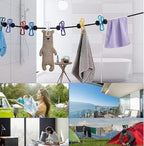 Clothes line 2 PCS,Travel Accessories Clothes line with 12 Clothes Clips, Retractable Portable Clothesline for Travel for Indoor Laundry Drying line,Hotel, Cruise,Outdoor Camping Essentials