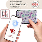 ELFISH Mini RFID Aluminum Wallet Credit Cards Holder Business Card Case Metal ID Case for Men Women(Colorful Butterflies)