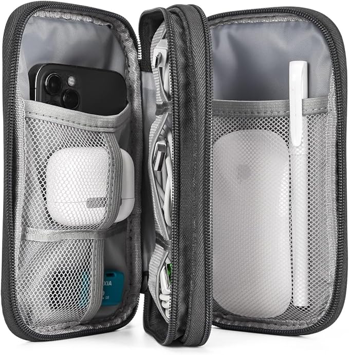 CAOODKDK Electronic Organizer Travel Cable Accessories Bag, Electronic Organizer Case, Waterproof Electronic Accessories Organizer Bag for Power Bank, Charging Cords, USB Cable (Dark Gray)