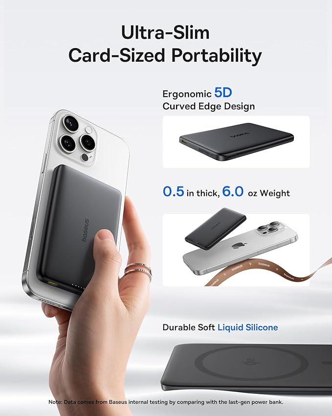 Baseus 0.5" Ultra Slim Qi2 Certified 15W Wireless Power Bank&Baseus Qi2 Certified 15W Wireless Magnetic Power Bank 10000mAh with USB-C Cable