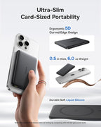 Baseus Picogo Magsafe Portable Charger, Qi2 Certified 0.5" Ultra Slim 15W Wireless Power Bank USB C to USB C Cable, 100W Retractable USBC 5A Fast Charging Cable