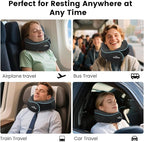 Travel Neck Pillow for Airplane -Memory Foam Travel Pillow for Long Flights/Car Sleep 360° Support Airplane Pillow, With Eye Mask & Earplugs, Portable Carry Bag | Airplane Accessories Washable Cover