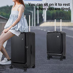 Kaleenie 2 pieces 20/29 Aluminum Frame Carry On and Checked Luggage Set with Side Opening, Lightweight Hardshell ABS+PC Trunk Suitcase with TSA Lock, 360° Universal Wheels & Adjustable Handle, Black