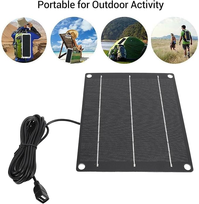 Tbest Solar Panel Charger High Efficiency 6W Energy Conversion USB Solar Panel Charger for Camping