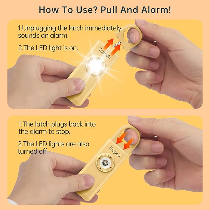 Thopeb–The Original Personal Safety Alarm for Women Self Defense – Elders & Kids Self Defense Keychain Siren – 135dB Loud Siren Bird Sound – Cute Key Chains Protection (Metallic Gold)