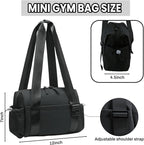 Mini Gym Bag for Women Mini Duffle Bag with Wet Compartment Waterproof, small gym bag for women, Cute Gym Tote Bag (Black)