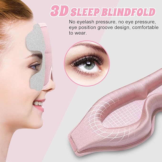 3D Advanced Eye Mask for Sleeping，Ultra Delicate Soft Skin Friendly Eye mask，100% Blackout Sleep Eye Mask for Sleep, Eyelash Extension Sleep mask