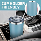 20 oz Tumbler with Lids and Straws, Stainless Steel Insulated Travel Coffee Mug, Double Wall Vacuum Insulated Tumblers, Powder Coated Coffee Tumbler for Cold & Hot Drinks (Azure Blue)