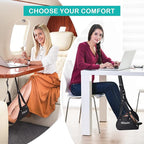 Airplane Foot Hammock | Adjustable Travel Footrest with Memory Foam | Portable Footrest Under Desk for Work Or Travel Relaxation | Comfortable Flight Carry-on Foot Rest - Black
