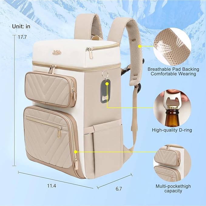 Backpack Cooler Insulated Leak Proof, Lightweight Soft Sided Cooler Backpack for Men Women, Waterproof Beach Cooler Bag Lunch Backpack for Camping Hiking Picnic Fishing Travel Outdoor