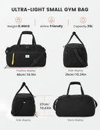 SKYSPER Gym Bag for Men & Women with Shoe Compartment, Carry-on Gym Duffle Bag for Travel and Sports, Workout Overnight Bag with Large Wet Pocket, Black