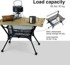 ONETIGRIS Dipper Camping Table, Lightweight Portable Folding Table with Mesh Storage Net, High/Low Options, Ideal for Camping, Hiking, Tailgating, Beach, Picnic, Travel, Backyard