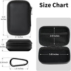 Earbud Case Portable EVA Storage Bag Cell Phone Accessories Organizer with Carabiner for Wired/Wireless Earphone, Earbud, Earpieces, SD Memory Card, Camera Chips, Tech Pouch, Rectangle, Black