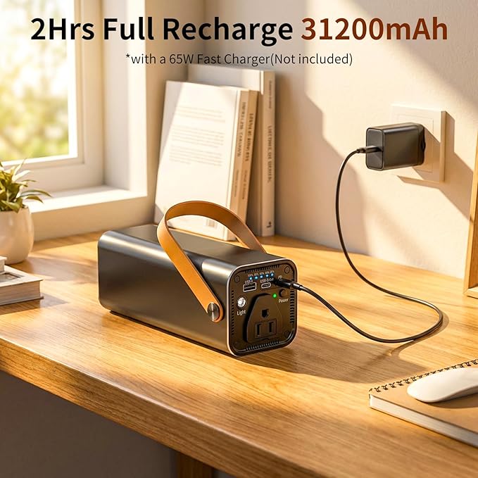 Portable Laptop Power Bank with 120W AC Outlet, 65W PD Fast Charging, 31200mAh/116Wh Portable Laptop Charger for Laptops, Tablets and Smartphones