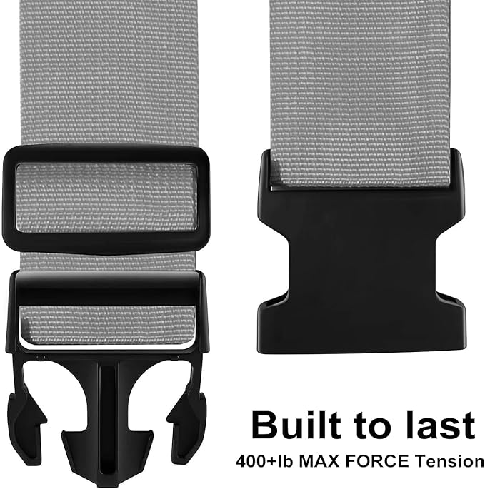 Luggage Straps for Suitcases TSA Approved-2 Pack Bright Personalized Luggage Belt Strap for Suitcase/Carry On Bag Luggage Accessories for Travel (Grey)