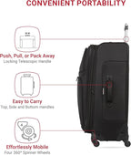 SWISSGEAR Sion Softside Expandable Spinner Luggage Durable Lightweight Travel Suitcase, Black, 3-Piece Set (21/25/29)