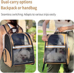 Cat Backpack Carrier for Small Dogs and Medium cat Puppy Kitten Bunny Pet Carrier Backpack Collapsible with Fully Ventilated Mesh with Safety Leash (Brown, 12.9" L x 10.62" W x 15.5" H - M)