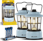 LUXPRO Retro LED Lantern - Battery-Powered Emergency Lantern - Water Resistant - Bright LED Lamp for Indoor & Outdoor Use - Use for Tents, Hiking or Hurricane Prep (Blue, Pack of 2)