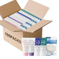 Individually Wrapped Toiletries Set Bulk, Travel Size 0.7 Fl oz Mini Body Wash Body Lotion Shampoo 2-in-1 Hair Wash & Conditioner 0.53 oz Bars Soap Toiletry Amenities for Hotel/Homeless (Pack of 100)
