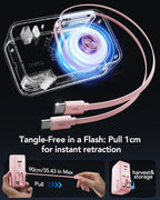 Retractable USB C Charger Wall Plug with 35.5in/90cm Type C Cables Cords,40W Fast Charging Foldable Block Multi Charger for All Devices for iPhone 17/16/15/14/13/12,iPad,Galaxy,Pixel
