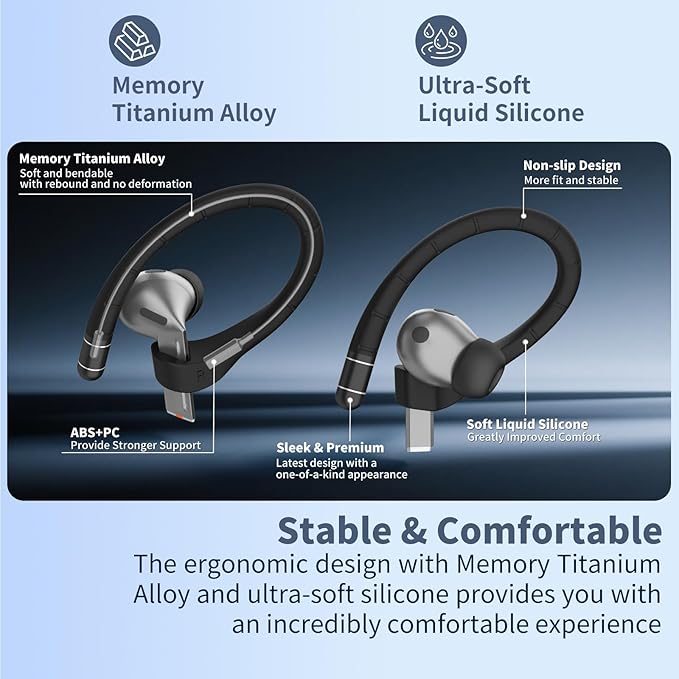 Anti-Slip Ear Hooks for Galaxy Buds 3 Pro (2024) & Galaxy Buds 3 FE (2025), Comfortable Fit | Sports Anti-Loss | Memory Titanium Alloy Ear Hooks Compatible for Samsung Buds 3 Earbuds w/Lanyard, Black