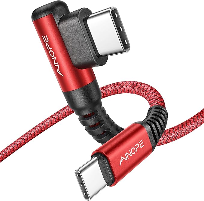 AINOPE Short USB C to USB C Cable 1.5FT 1 Pack 60W Fast Charging Nylon Braided Type C Cable for iPhone 17 Pro Max Plus Samsung Power Bank Travel Essentials Red