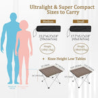 Grope Small Folding Camping Table with Aluminum Table Top, Beach Table for Sand with Carrying Bag,Prefect for Outdoor, Picnic, BBQ, Cooking, Festival (Coffee-M)