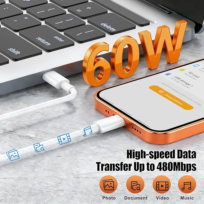 45W USB-C for iPhone 17 16 15 Pro Max Charger Fast Charging and Long Type C to C Cable Cord 10FT/6FT,PD 3.0 GaN Dual USB C Port Super Fast for iPhone 17 Pro/17 Air/16 Plus/15 Series/Pad/Galaxy S24/S25