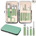 Manicure Set Gift for Women Men, Easter Basket Stuffers for Teens Boys, 10 In 1 Finger and Toe Nail Clippers Kit, Men's Grooming Pedicure Tools with Portable Travel Case, Matcha Green