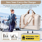 Travel Duffel Bag for Women, Carry-on Overnight Weekender Bags with Wet Pocket, For Spirit Airlines 18x14x8 Personal Item Bag,Small,Beige & Brown