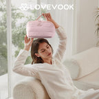 LOVEVOOK Travel Makeup Bag for Women, 2Pcs Puffer Waterproof Cosmetic Organizer, Large Capacity Pouch Open Flat Small Toiletry Bag with Brush Compartment & Handle (Pink-Checkered, Medium)