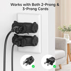 [ETL Listed] Cable Matters 3-Pack 3 Way Plug Adapter 15A 1875W, 3 Prong 3 Outlet Adapter, Power Splitter Plug Outlet, 3 Way Electrical Splitter, Black