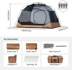 OneTigris JOVIAN 4 Person Camping Tent 3 Season Family Shelter Easy Setup Outdoor Backpacking with 2000mm Outer Rainfly, 5000mm Bottom & Waterproof Floor Mat