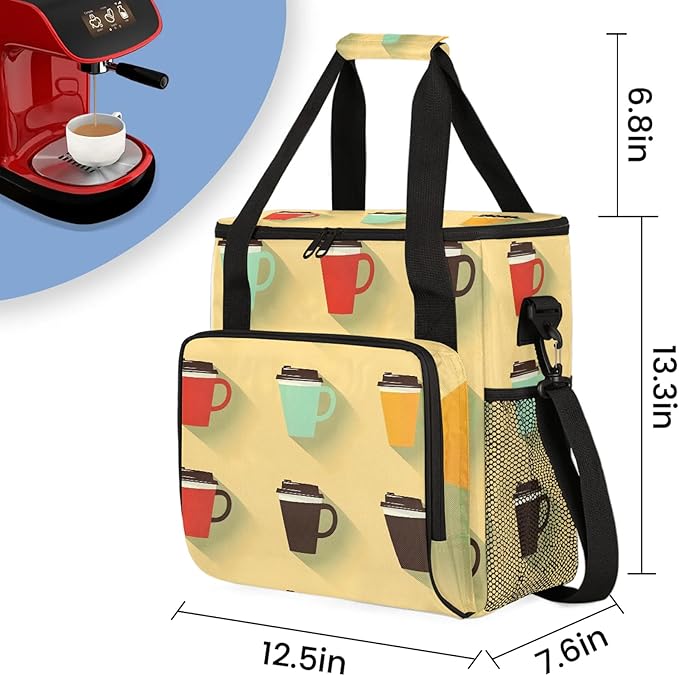 Coffee Maker Carring Bag Travel Storage Tote Bag Compatible with Keurig K-Mini or K-Mini Plus Portable Single Serve Coffee Brewer Case with Pockets for K-cup Pods(Bag Only)