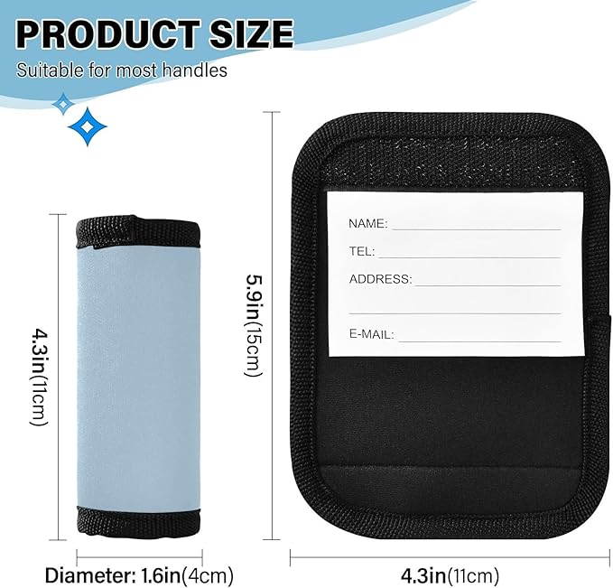 DOMIKING Light Blue Luggage Handle Wrap Soft Luggage Identifiers for Suitcase Grip Tags for Travel Bag Luggage Suitcase Covers Wraps Travel Accessories, 2 Pack