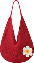 Premillow Crochet Beach Bags for Women, Summer Beach Tote Bag, Mesh Cute Beach Purse, Aesthetic Knit Bag Handbag Shoulder Bag
