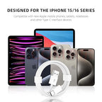 AHDFWI 3 Pack iPhone 15 Carplay USB Cable for iPhone 16E 16 15, 16 15 Pro Max, 15 Plus Car Charger, iPad Pro 12.9/11, iPad 10 Generation, iPad Air 5 4 Generation, Mini 6 Generation Fast Charging Cord
