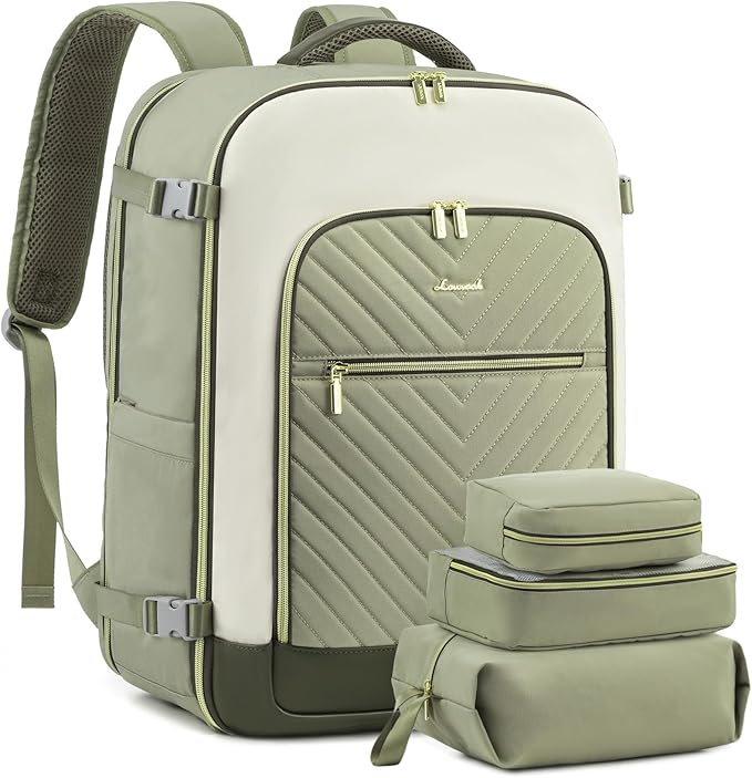 LOVEVOOK Large Travel Backpack for Women, TSA Carry on Backpack for Airplanes, 40L Personal Item Travel Bag for Women fits 17" Laptop,Waterproof Carry on Bag Airplane Approved with 3 Packing Cubes