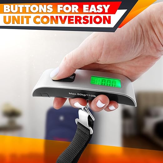 Luggage Weight Scale for Packages - Hanging Scales for Weighing Packages Portable Luggage Scale Travel Essentials 110lb/50kg - Small Suitcase Scale for Travel Accessories for Women & Men