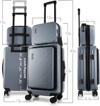22 Inch Carry On Luggage 22x14x9 Airline Approved, Carry On Suitcase with Wheels, Hard-shell Carry-on Luggage, Grey Small Suitcase, Hardside Luggage Carry On with Cosmetic Carry On Bag