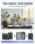LIGHT FLIGHT Luggage Sets, 3 Piece Durable Suitcase Set with Spinner Wheels, 3 Pcs Hard Shell Lightweight Luggage with TSA Lock, Large Checked Travel Suitcases, 20/24/28 Inch,Green/Brown