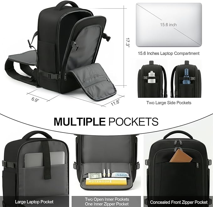 TILYMOL Travel Backpack for Women & Men - 15.6 inch Laptop Backpack Airplane Flight Approved, Large Carry On Anti-theft Bag for Travel Work Business Weekender